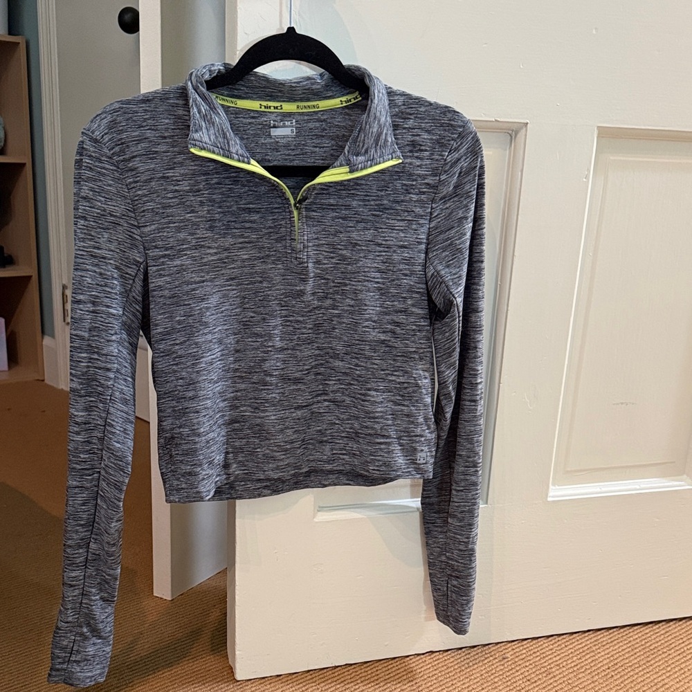 hind Cropped Grey Athletic Quarter Zip